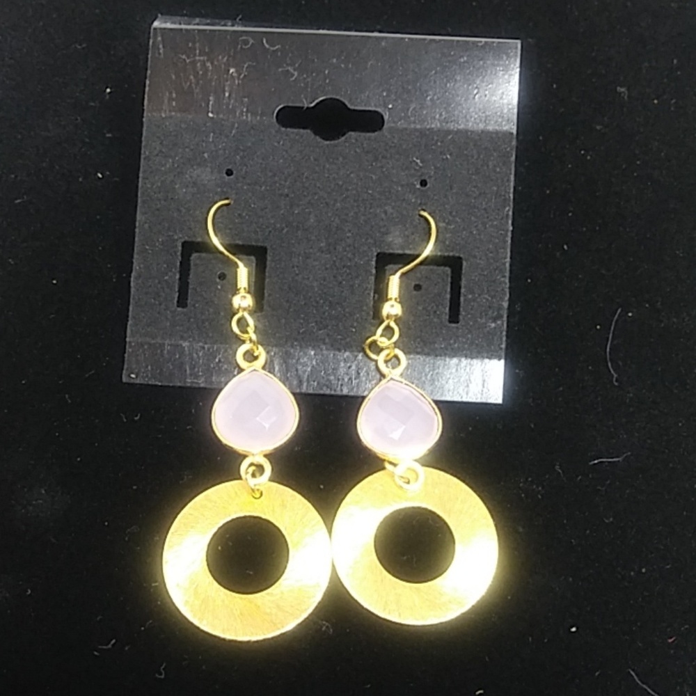 Beautiful Gold Earrings with Lavender Accent